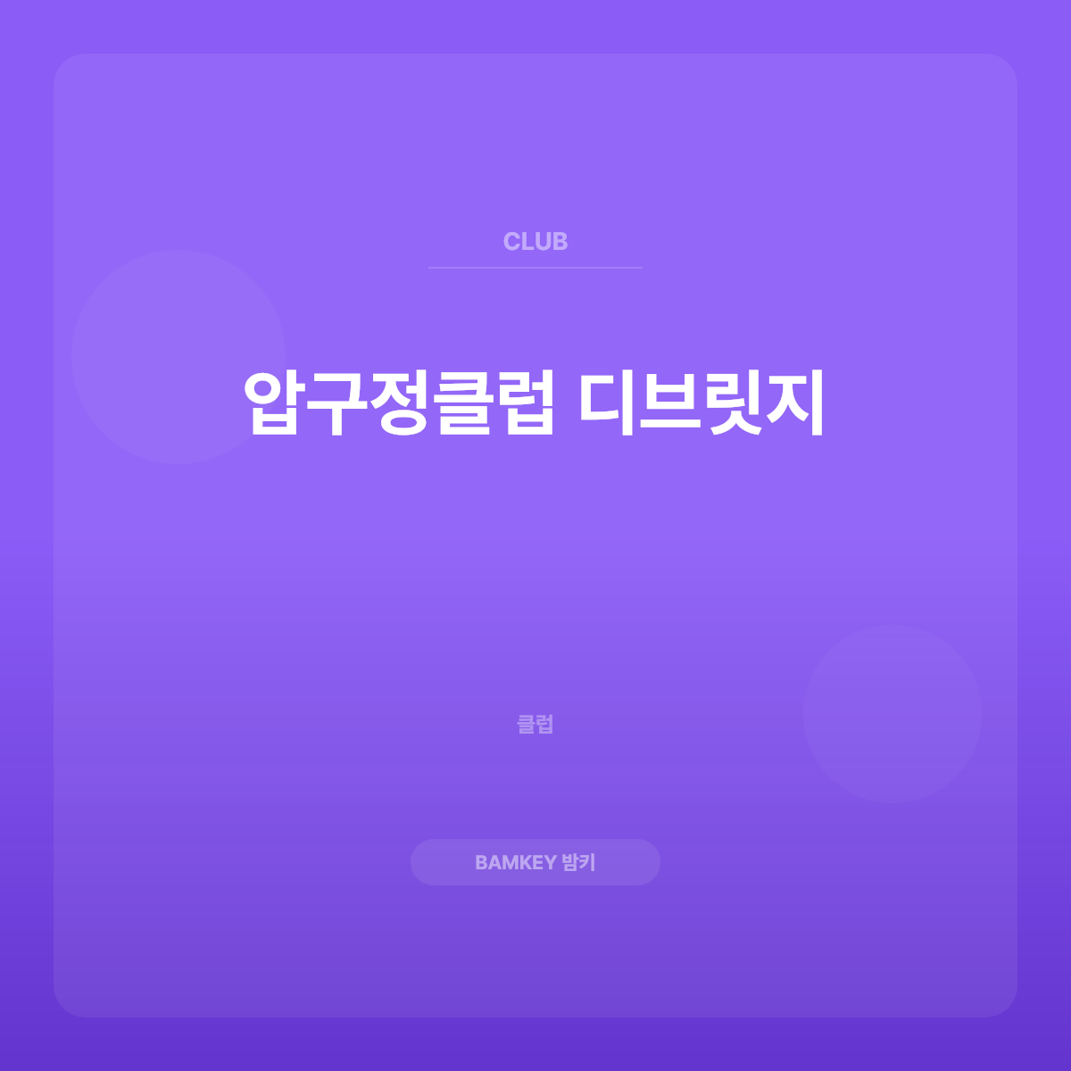 압구정클럽 디브릿지